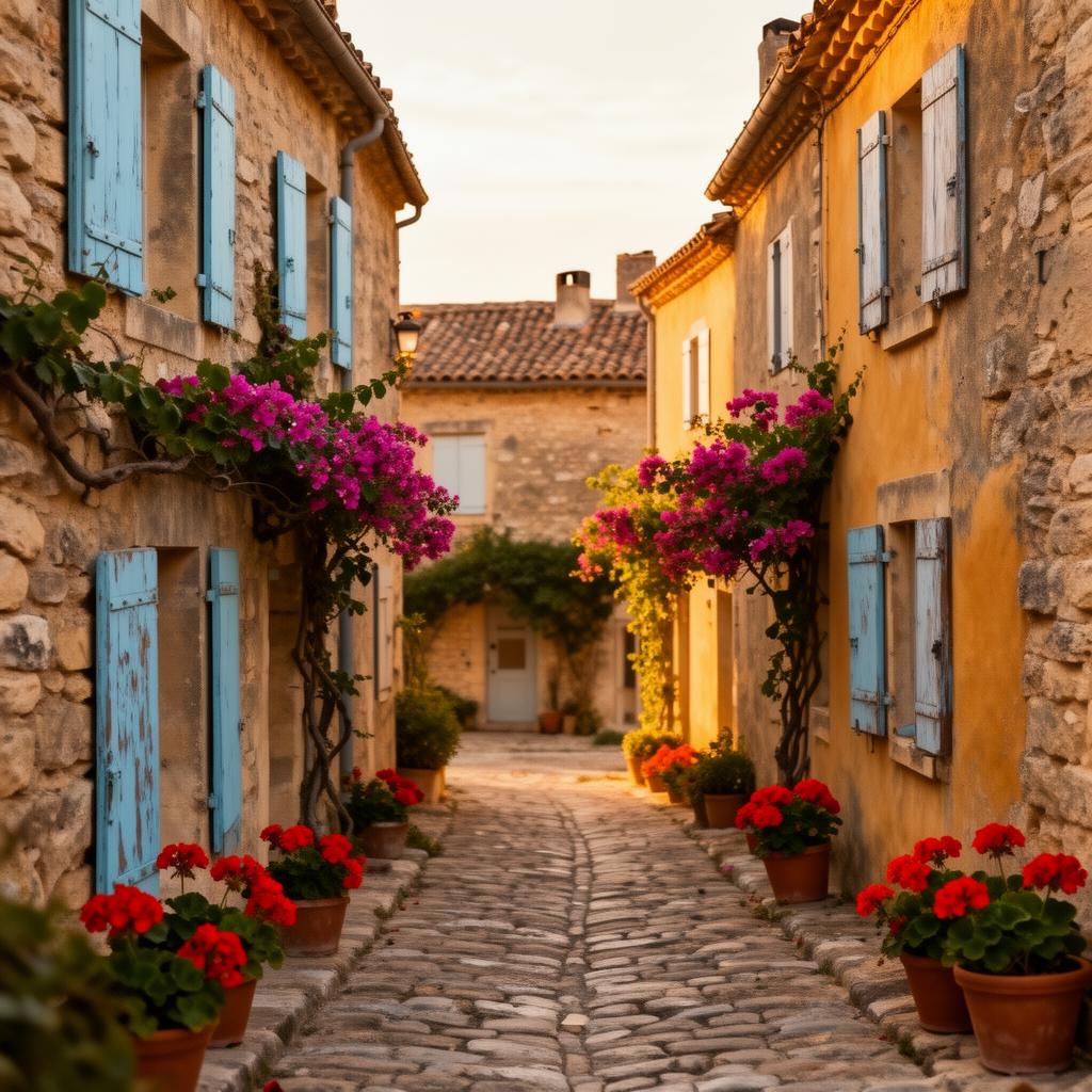 Rue pavée d'un village provençal dans le Sud de la France